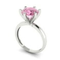 thumbnail image 2 of Solitaire Engagement Ring for Women - 3ct Simulated Pink Diamond in 14K White Gold Promise Ring, 2 of 6