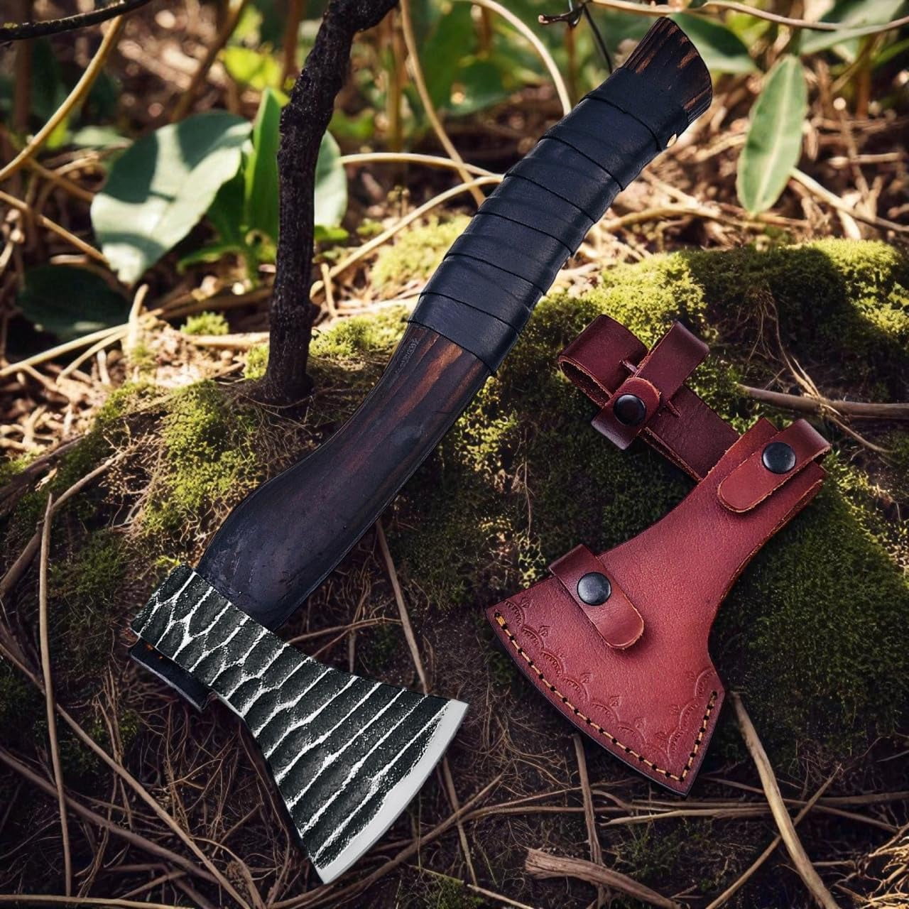 Custom Handmade Gift Forged Carbon Steel Axe with Rose Wood (AX-7003)