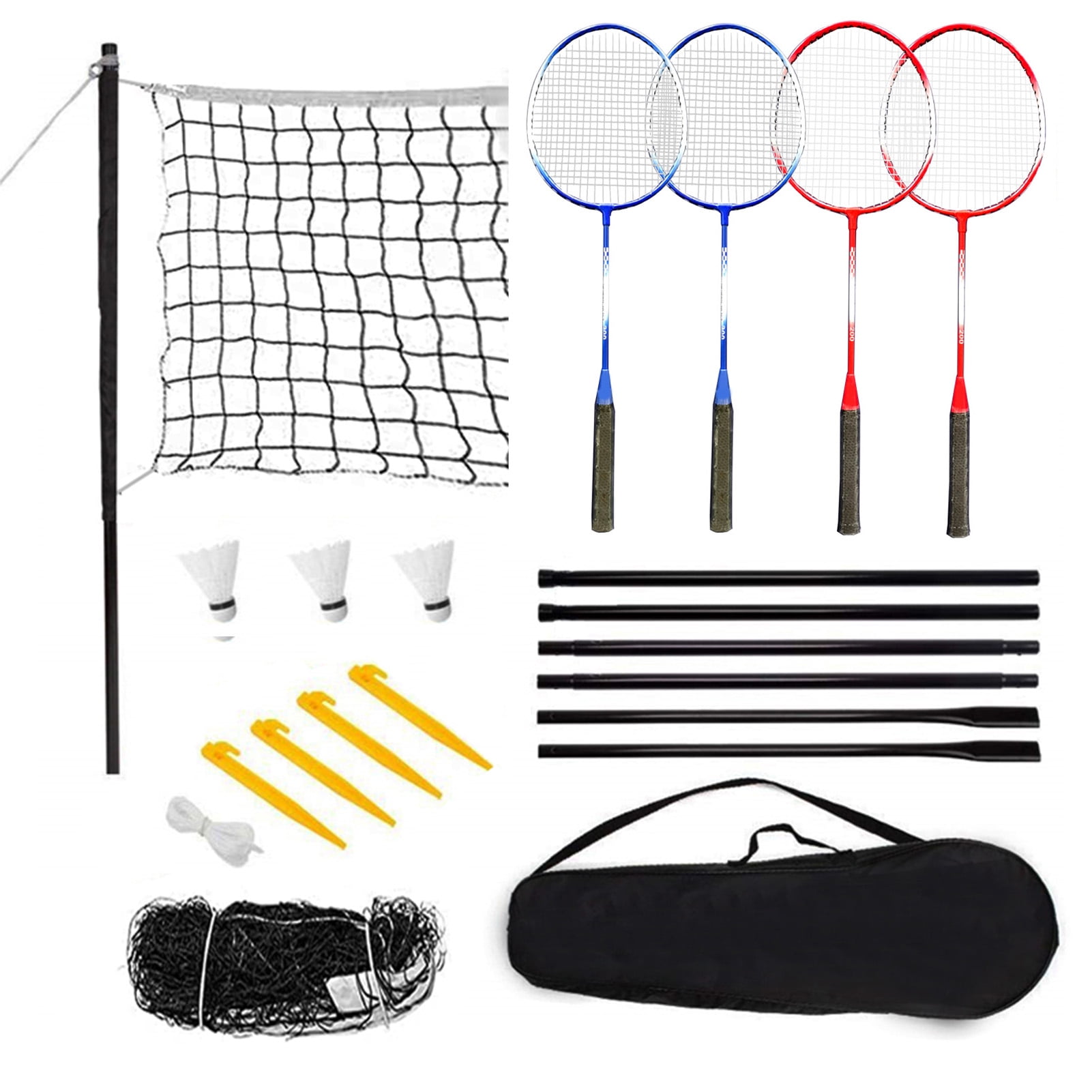 Best Sporting Set De Badminton Complet – Filet, 4 Raquettes, 3 Volants Et Sac – Pour Adultes Et Enfants