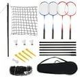 thumbnail image 1 of Racket 4 Player Badminton Set with Rackets Poles Net Carry Bag and Shuttlecock for Kids and Adults, 1 of 7