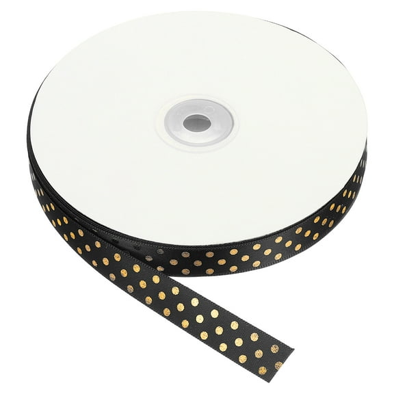 Uxcell Grosgrain Ribbons 75 Yards 5/8 Inch Champagne with White Dots Ribbon for Crafts Gift Wrapping
