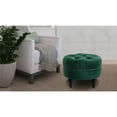 thumbnail image 2 of Ottoman Rond Capitonné Accents Clous Vert Sapin, 2 of 8