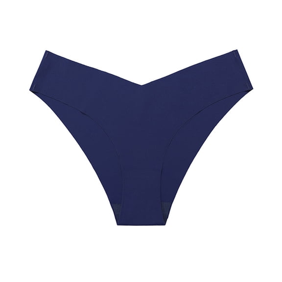 Gapacks Women's XL Size Polyester Bikini Panties, V-Waist Comfort Underwear, Dark Blue, Everyday Wear, Wrinkle-Resistant