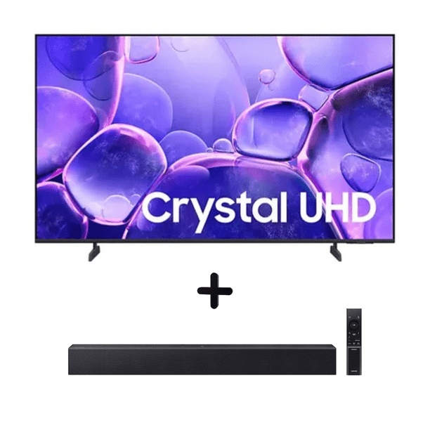 Combo Samsung TV 55" Pulgadas Smart Tv Crystal 4k UHD + Barra de sonido Samsung HW-B400f/zx Teatro En Casa Con Sistema De Sonido Envolvente