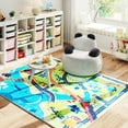 thumbnail image 2 of Janvonne Dinosaur World Road & Train Track Kids Play Rug - Interactive Educational Carpet, Non-Slip Washable Floor Mat for Nursery Playroom Bedroom, 4'x5', 2 of 9