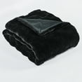 thumbnail image 4 of Home Soft Things Brick Textured Faux Fur Throw Blanket with Micromink Back, Luxury Soft Cozy Fluffy Fluzzy Plush Throw, 60x70 inches, Black, 4 of 7