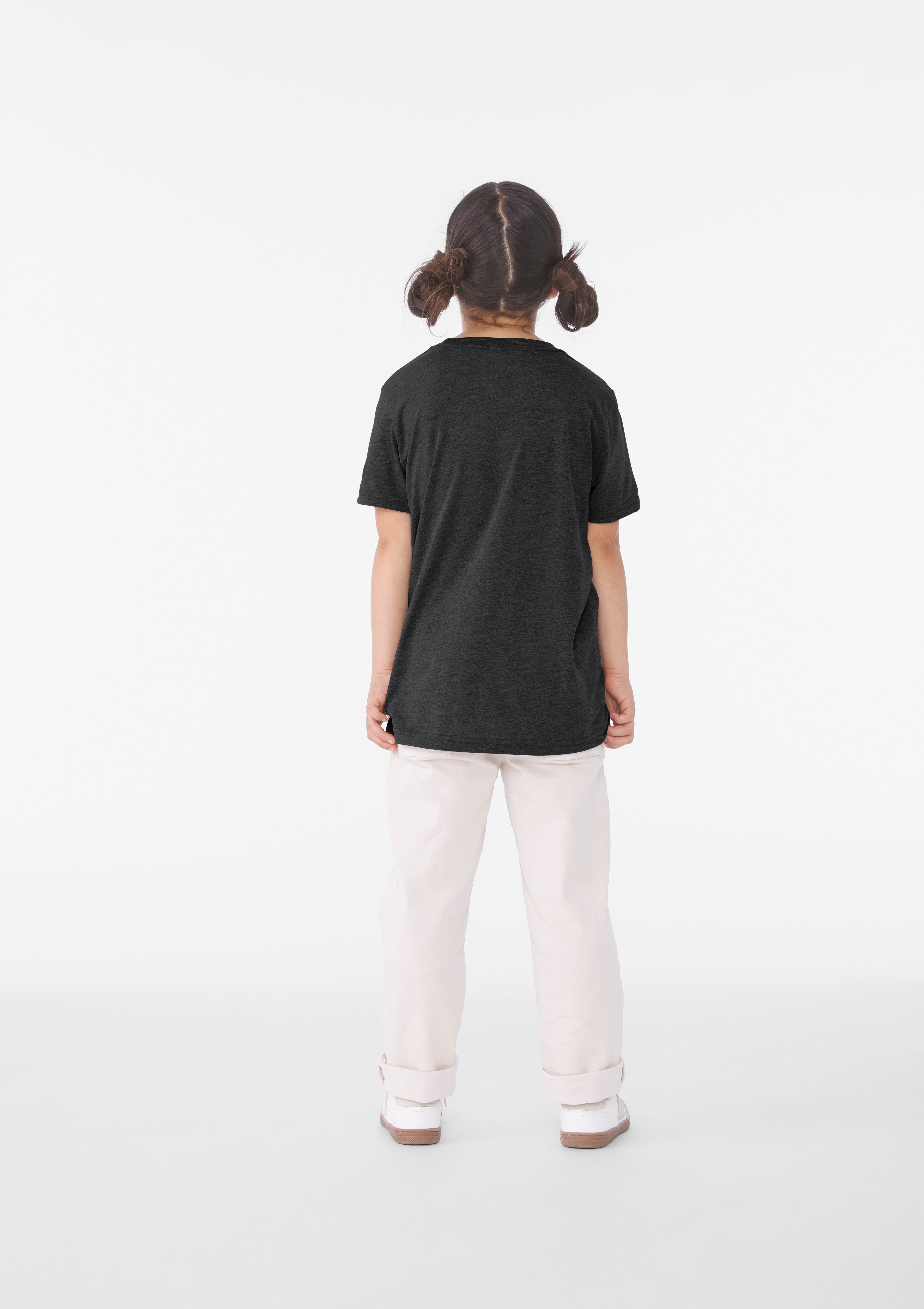 BELLA+CANVAS Youth Crew Neck Personalized T-Shirt, Create your own Designs, Dark Grey Heather, Small Unisex