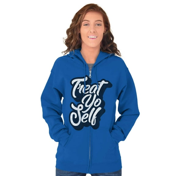 Treat Yo Self Funny Parks Rec Quote Women Plus Size Zipper Hoodie Brisco Brands 2X