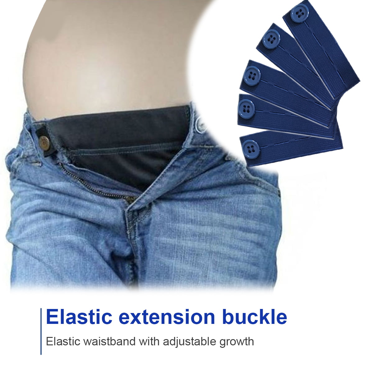 TureClos Pregnancy Essential Comfortable Maternity Pants Extender  Adjustable Holes and Button Extension Waist 