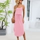 thumbnail image 5 of TaTaai Women Casual Solid Thin Strap Sleeveless Drawstring Waist Side Slit Dress 2 Piece Set Ladies Holiday Vacation Wear Lightweight Breathable Comfortable Dress Set Gift, 5 of 8
