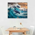 thumbnail image 2 of GOSMITH Wall Decorations For Living Room Canvas Wall Art For Bedroom Blue Waves Of The Sea Wall Pictures Artwork Modern Office Canvas Art Print Dolphins Wall Paintings, 2 of 4