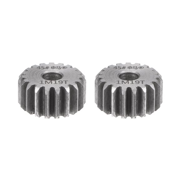 Unique Bargains Straight Spur Gear 12mm Inner Aperture 19T 1 Module 45# Steel Motor Gear, 2Pack