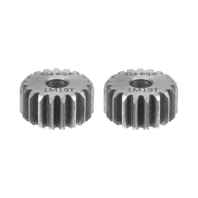 Unique Bargains Straight Spur Gear 12mm Inner Aperture 19T 1 Module 45# Steel Motor Gear, 2Pack