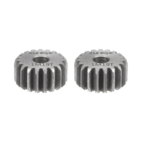 Unique Bargains Straight Spur Gear 12mm Inner Aperture 19T 1 Module 45# Steel Motor Gear, 2Pack