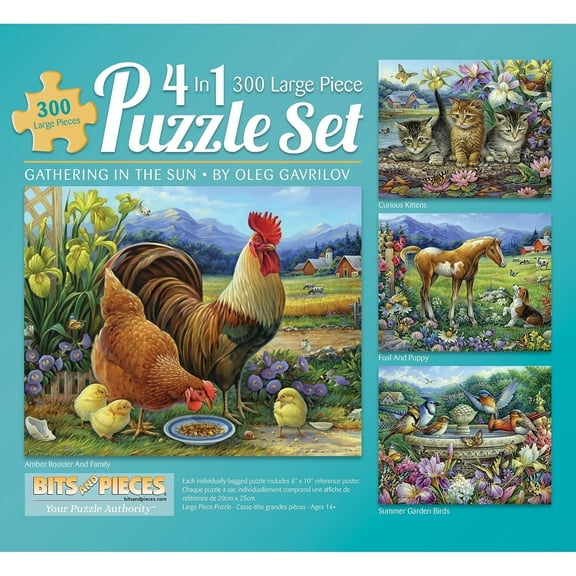 Bits and Pieces Set of 4 Jigsaw Puzzles for Adults - 300 Pieces Each by Oleg Gavrilov 16" x 20"