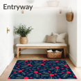 thumbnail image 3 of ODIKA 5'x7' Machine Washable Non-Slip Area Rug, Rustic Winter Berries and Evergreen Sprigs Patterned Trio High Traffic Rug with Pad, Red, 731636, 3 of 8