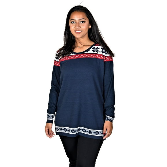 RWB Womens Round Neck Pullover Sweater Navy Blue Small