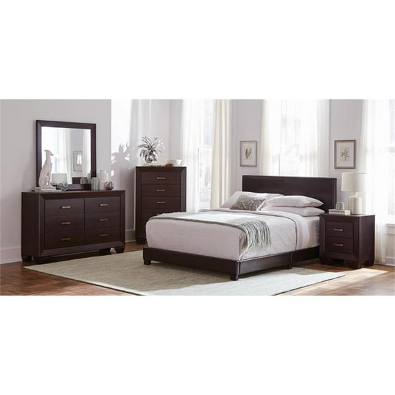 Maklaine 4-piece Wood Twin Bedroom Set in Brown and Dark Cocoa
