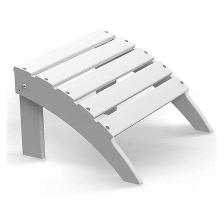 Adirondack Ottoman, HDPE Weather Resistant Footrest - Plastic Footstool for Patio, Backyard, Outdoor, Poolside, White