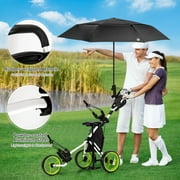 Gymax 3-Wheel Foldable Golf Push Pull Cart Trolley w/ Seat Adjustable Handle Green