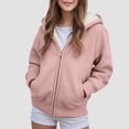 thumbnail image 2 of TOWED22 Girls Zip Up Hoodies Teen Fleece Full-Zip Sweatshirts Jacket Casual Fall Hoodie with Pocket(Pink,3-4 Y), 2 of 7