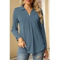 thumbnail image 2 of 1PCS V-neck long sleeve shirt--grey blue--L, 2 of 5
