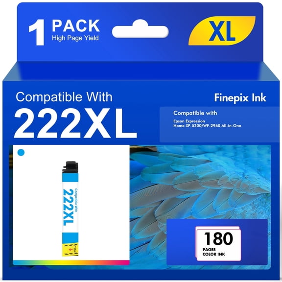 Compatible for Epson 222XL Ink Cartridge for Epson 222 Ink Cartridges for Epson 222 XP-5200/WF-2960 Printer Ink ( Cyan)