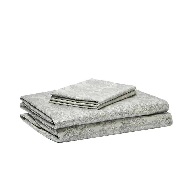 メイ　シェニールダイニングシート　グレー4枚セット Hotel Style Luxury 4-Piece 600 Thread Count Gray Paisley Cotton