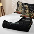 thumbnail image 4 of Homewish Skeleton Bats Cat Quilt King,Vintage Floral Plants King Coverlet Set,Halloween Duvet,3 Pieces, 4 of 7