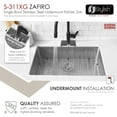 thumbnail image 4 of Stylish Undermount 30" Stainless Steel 16G Single Bowl Kitchen Sink with Grid & Strainer S-311XG, 4 of 11