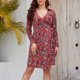 thumbnail image 5 of Cárdigan con estampado de punto y cuello de traje informal a la moda para mujer, vestido de té francés con cordones, vestido de manga larga con solapa y rodilla Fridja  yut6994, 5 of 7