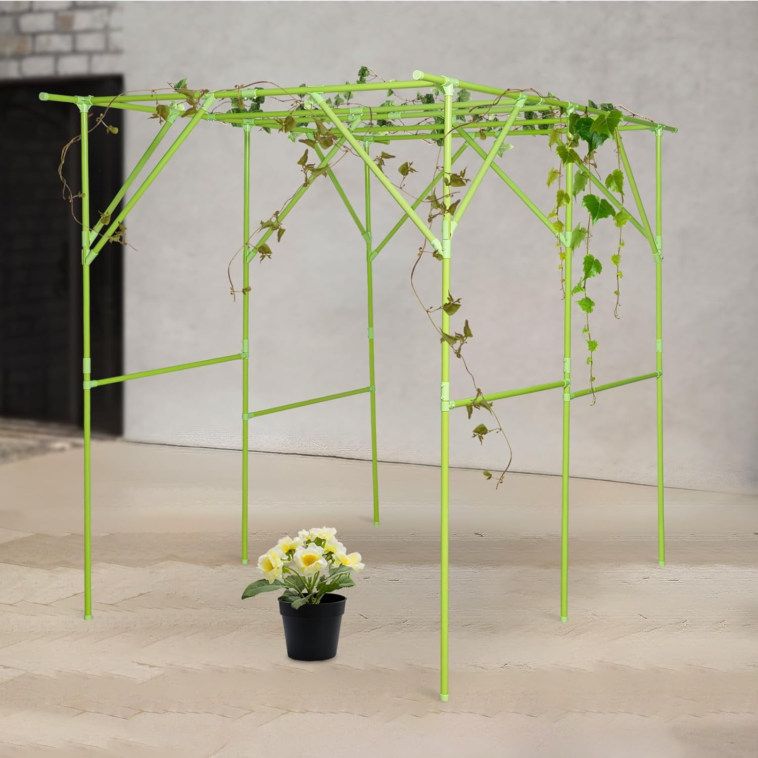 Extra Large Garden Arch Trellis, Metal Arbor Pergola, Grape Vine Trellis Rack for Climbing Plants, Vegetables, Fruits, Cucumbers,Peas,Beans,Outdoor Yard,Garden Gazebo (Green, 78.74*59.06*78.74 in)