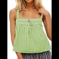 thumbnail image 1 of Camiseta Sin Mangas Y2K para Mujer, con Tirantes Finos, Peplum, Sin Mangas, con Lazo en la Parte Delantera y Bajo con Volantes, Ropa de Calle. Verde M, 1 of 8