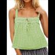 thumbnail image 1 of Camiseta Sin Mangas Y2K para Mujer, con Tirantes Finos, Peplum, Sin Mangas, con Lazo en la Parte Delantera y Bajo con Volantes, Ropa de Calle. Verde M, 1 of 8