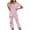 Pink, variant on SwiftWear Relaxed Pajams Set 2 Piece V-neck Top with Floral Prints, 7Inch Mid-Calf Capris (Elastic Waist & Pockets) - Stylish & Comfy Sleepwear