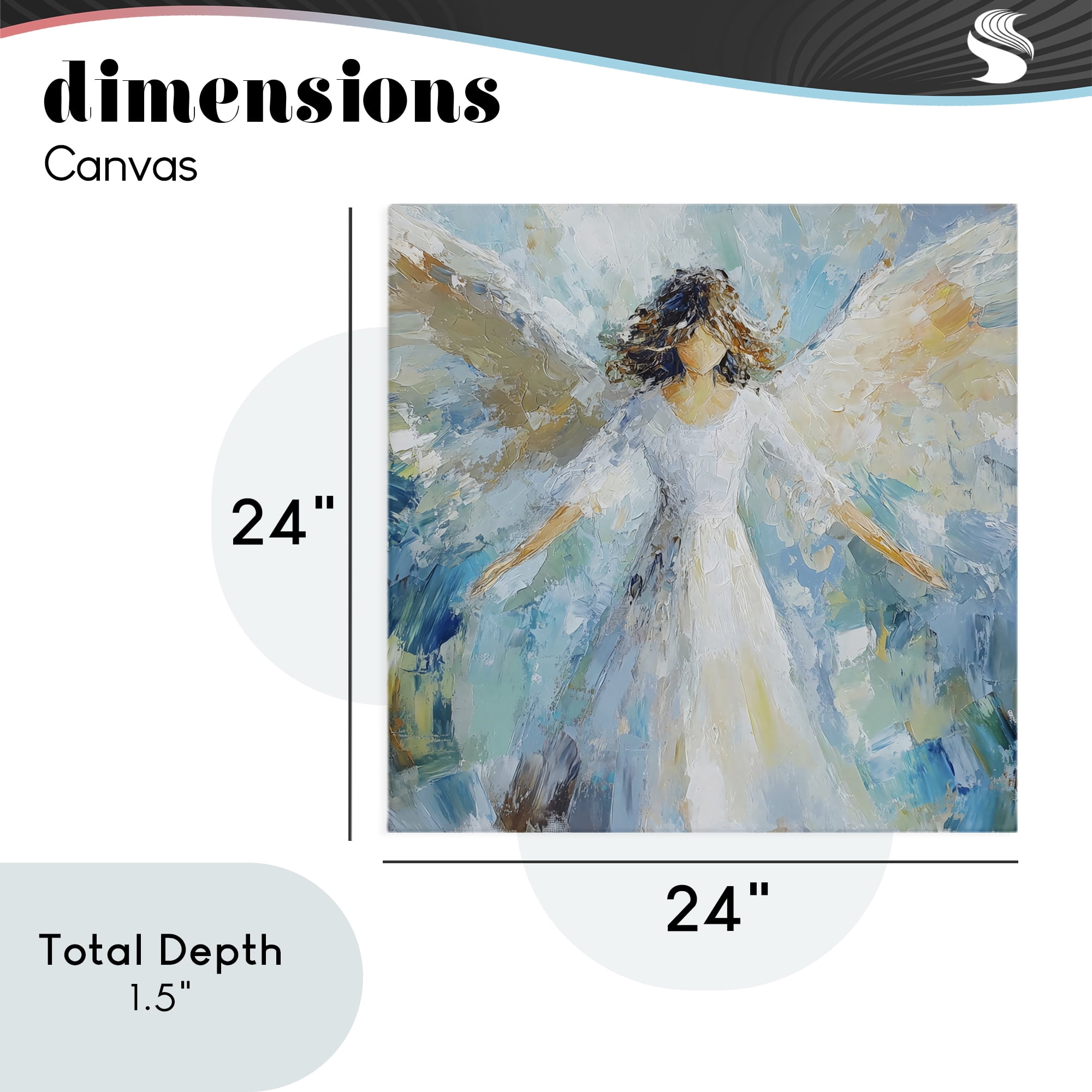 Flying Glory Angel Canvas Wall Art, design by Petal Prints Design