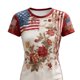 thumbnail image 4 of Mujeres Manga Corta Tops Moda Casual Cómoda Impresión V-Cuello Blusa Camiseta Top para Eventos de Aniversario Patriótico Y Uso Diario, 4 of 5