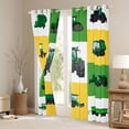 thumbnail image 3 of Homewish Modern Farmhouse Truck Black Out Curtains,Green Bulldozer Curtains Pack of 2 (42x63 Each),Patchwork Geometric Checkered Bedroom Curtains For Boys Kids,Luxury Bedroom Decor, 3 of 6
