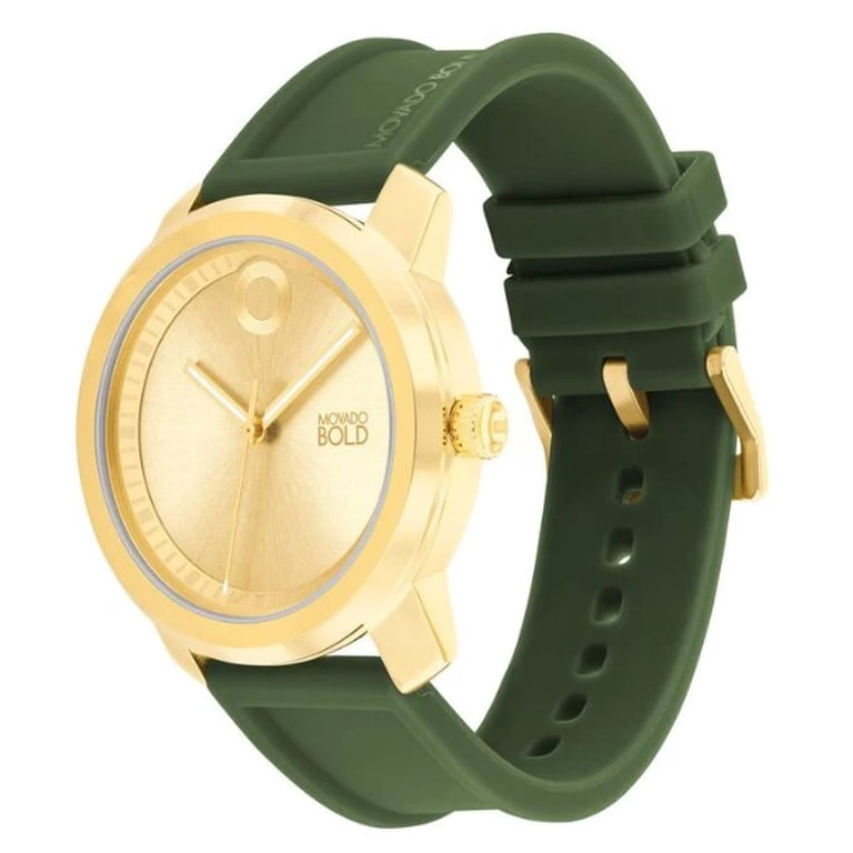 MOVADO BOLD 3601037 TREND PROPEL GOLD DIAL GREEN SILICONE STRAP