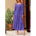 thumbnail image 2 of Vestido PRETTYGARDEN 2025 Maxi con Mangas Largas y Fruncido Morado Talla M, 2 of 8