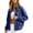 Blue, variant on Xdegoge Womens Bomber Jackets Velour Long Sleeve Full Zip Up Vintage Casual Fall Winter Soft Y2K Trendy Outerwear with Pockets