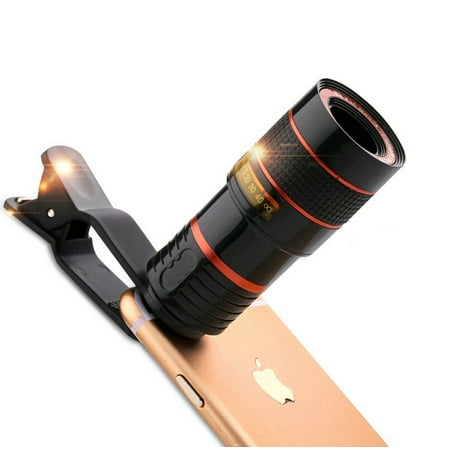 Cellphone Camera Lens Clip-on Camera Lens 8X Optical Zoom Telescope Lens Universal for iOS and Android (Best Clip On Lens For Android)