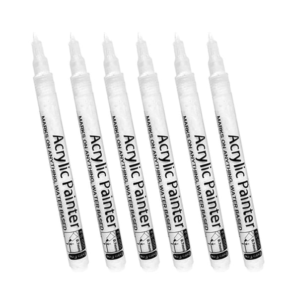 6Pcs Acrylics Paint Pen Marker White Paint Pen For Painting on Rock Stone Wood Ceramic Glass Metal Canvas Paper