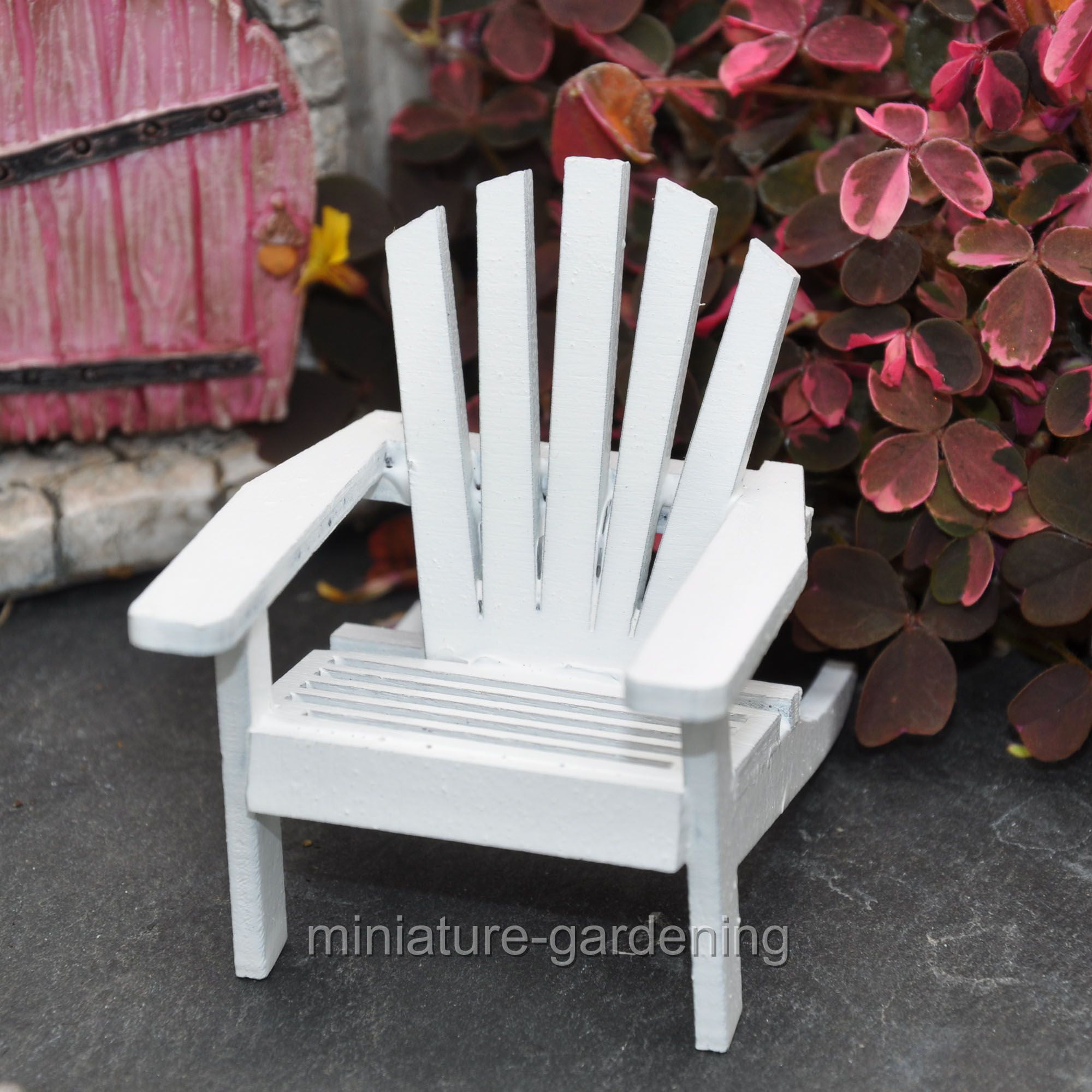 Miniature Adirondack Chair: Wood, White, 1.9375 x 2.375 x 2.5 inches ...