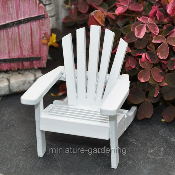 Miniature Adirondack Chair: Wood, White, 1.9375 x 2.375 x 2.5 inches