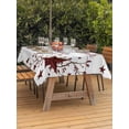 thumbnail image 3 of Outdoor Tablecloth with Umbrella Hole for Patio/Picnic/Party/Camping, Wooden Grain Waterproof Table Cloth Rectangle Table Cover Washable, Red Country Texas Star Branches Berry (60"x 84"), 3 of 8