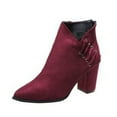 thumbnail image 4 of Tejiojio Clearance Fashion Women Casual Suede Thick Heel Pointed Bare Boots Back Zipper Solid High Heel Shoes, 4 of 5
