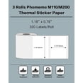 thumbnail image 2 of Papel Térmico para Etiquetas Phomemo 3 Rollos M110/M220/M221/M120/M200, 2 of 6