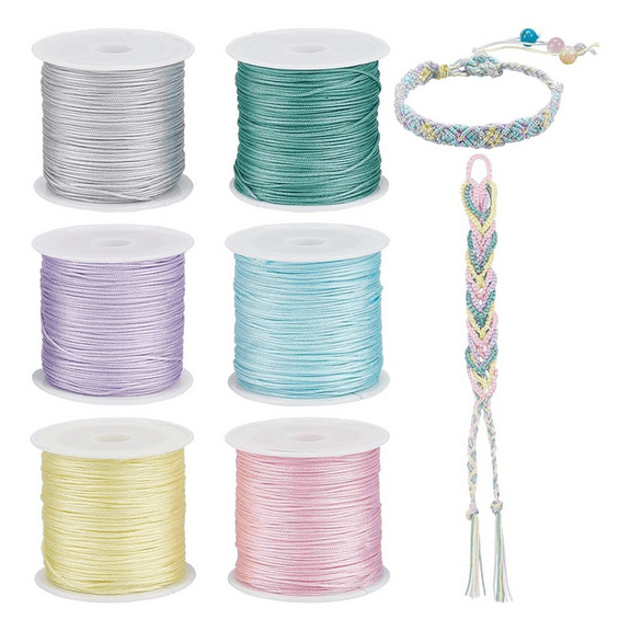 300 Yards 0.8mm Nylon String for Bracelets, 6 Colors Braided Thread Bracelet String Thread Wind Chime for Jewelry Making