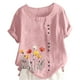 thumbnail image 1 of Vestidos Casuales Para Mujer, Blusas De Mujer De Moda Camiseta informal de verano con cuello redondo, manga corta y botones estampados para mujer, 1 of 4